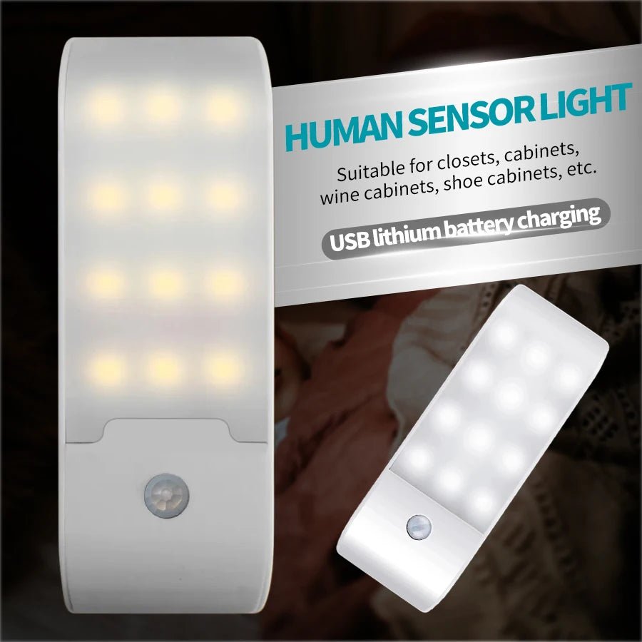 12LED Night Light Motion Sensor Rechargeable USB - Omystec