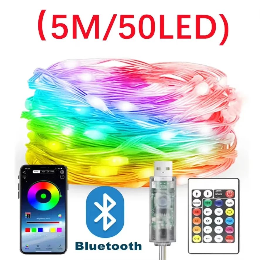 20M RGBIC LED String WS2812B Bluetooth USB Music Dream Color Light - Omystec