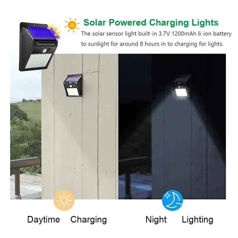 30 LED Solar Lights PIR Motion Sensor Wall Light Solar Outdoor Waterproof - Omystec