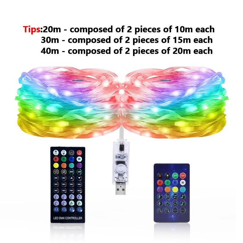 40M LED Outdoor Decorative Light RGB IC Bluetooth APP Control - Omystec