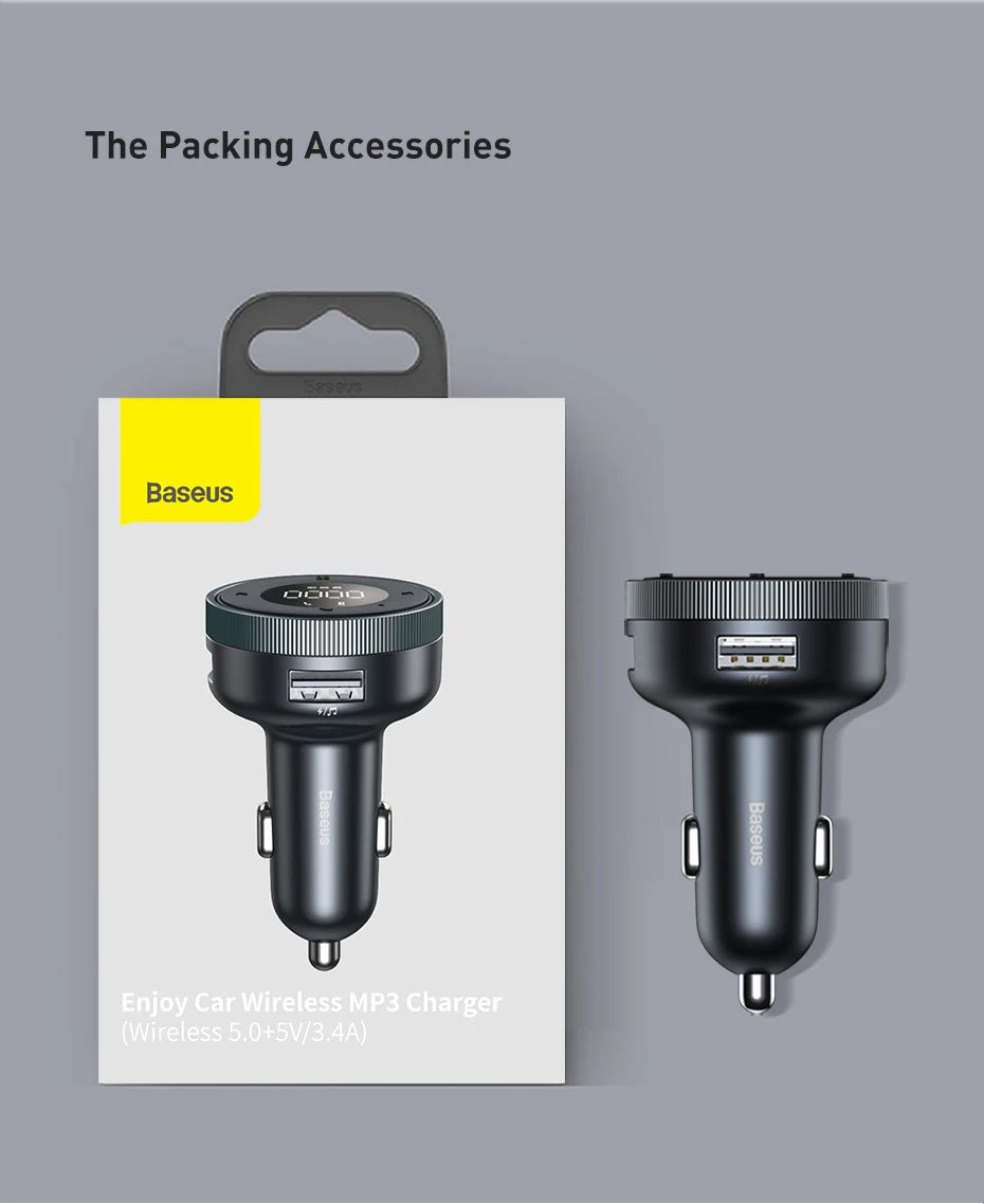 Baseus FM Transmitter Modulator Car Wireless Bluetooth 5.0 USB Fast Charger Auto - Omystec