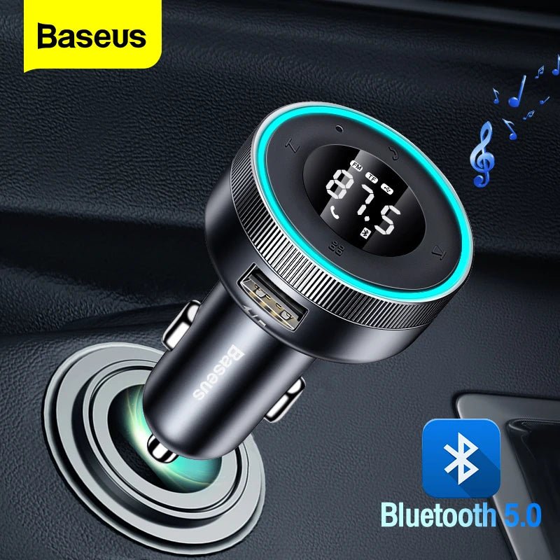 Baseus FM Transmitter Modulator Car Wireless Bluetooth 5.0 USB Fast Charger Auto - Omystec