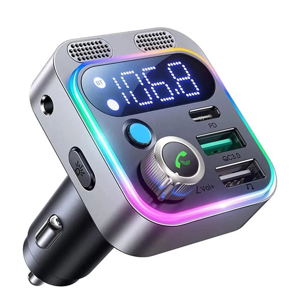 Bluetooth 5.3 FM Transmitter 4 Port USB Car Charger Type C - Omystec