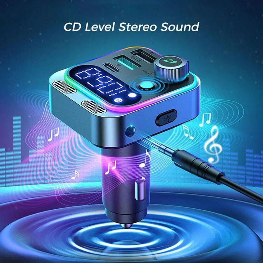 Bluetooth 5.3 FM Transmitter 4 Port USB Car Charger Type C - Omystec