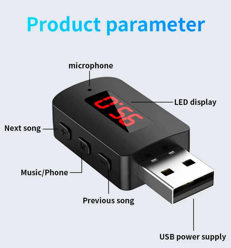 Bluetooth 5.4 Car FM Transmitter Receive Mini USB Handsfree Car Kit Wireless Auto Car Accessories Car Fm Radio - Omystec