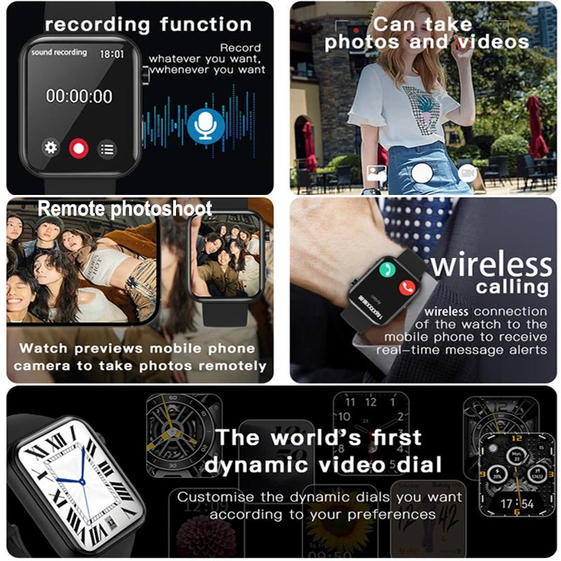 BOXUXING New Camera Smart Watch Men Women Photos Record Video Health Monitor - Omystec