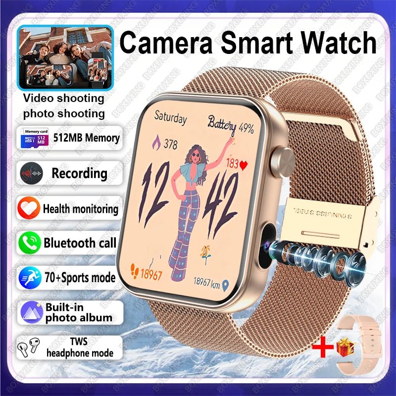 BOXUXING New Camera Smart Watch Men Women Photos Record Video Health Monitor - Omystec