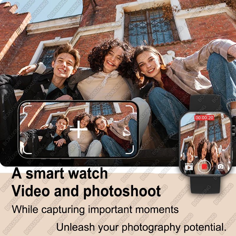 BOXUXING New Camera Smart Watch Men Women Photos Record Video Health Monitor - Omystec