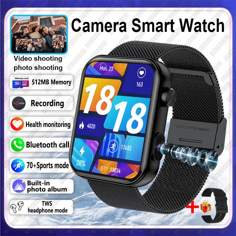 BOXUXING New Camera Smart Watch Men Women Photos Record Video Health Monitor - Omystec