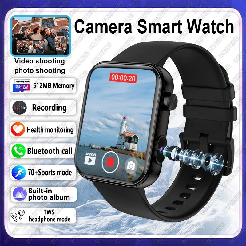 BOXUXING New Camera Smart Watch Men Women Photos Record Video Health Monitor - Omystec