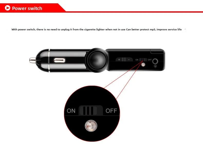 Car Mp3 Bluetooth Hands - free Player Dual USB Car Charger Bc06 - Omystec