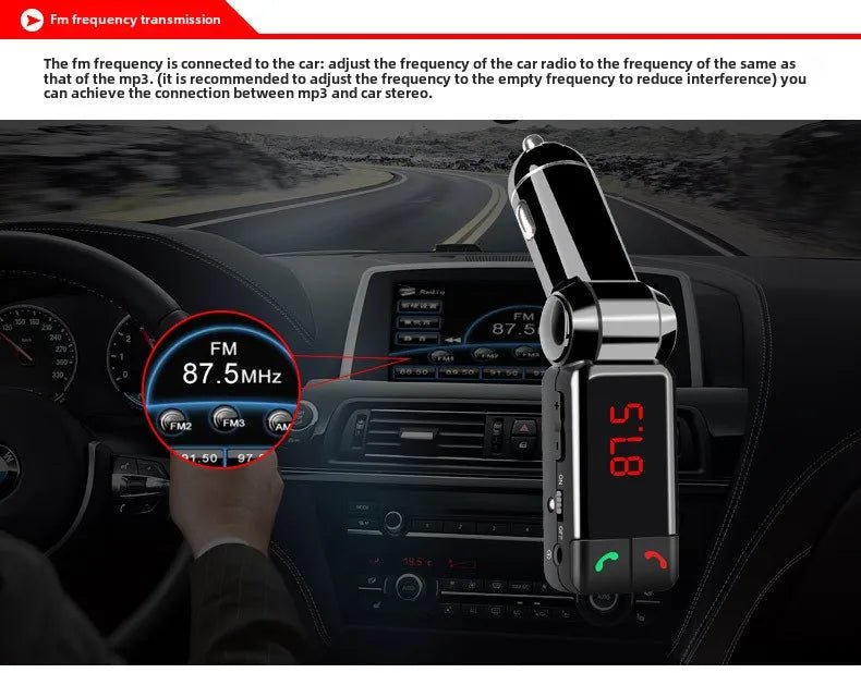 Car Mp3 Bluetooth Hands - free Player Dual USB Car Charger Bc06 - Omystec