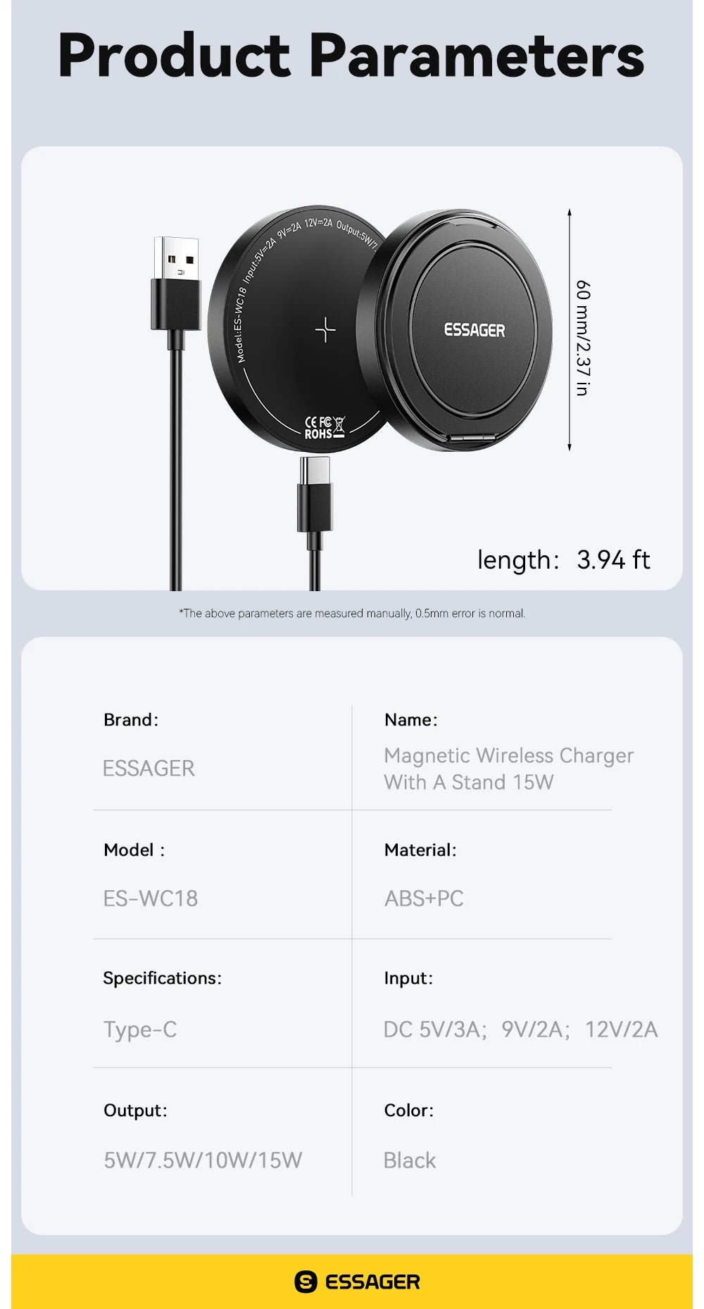 Essager Magnetic Wireless Charger With Holder 15W Fast Charging For iPhone - Omystec