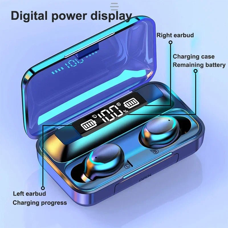 F9 Wireless Earphones LED Display Binaural TWS Wireless Bluetooth - Omystec