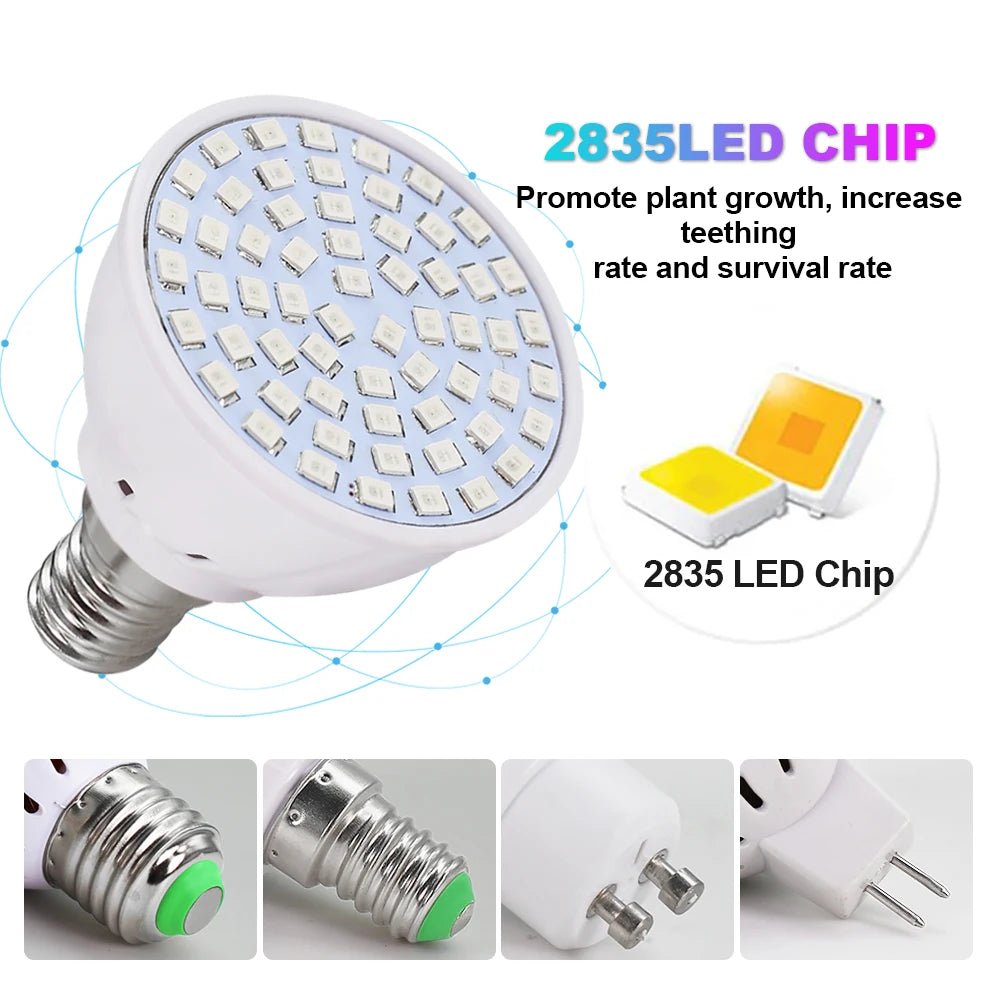 Led Grow Bulb 220V E27 60 80 LEDs Full Spectrum - Omystec