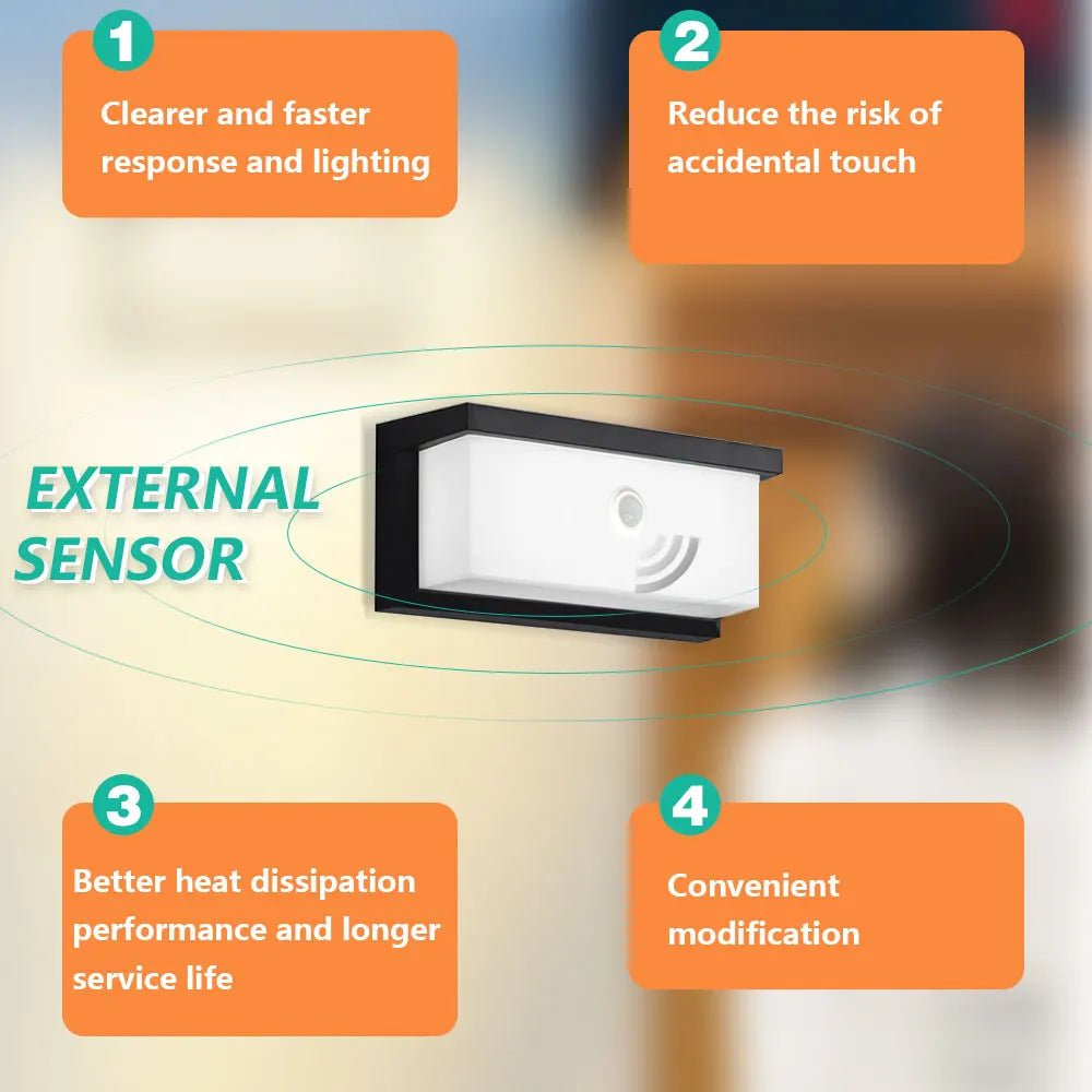 Led Wall Lights PIR Motion Sensor Outdoor Lamps Waterproof - Omystec