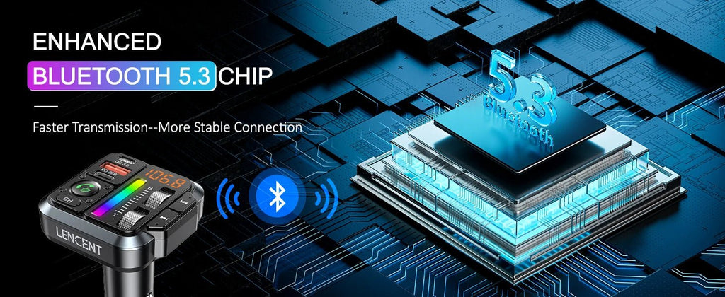 LENCENT Bluetooth 5.3 FM Transmitter Bluetooth Car Adapter - Omystec