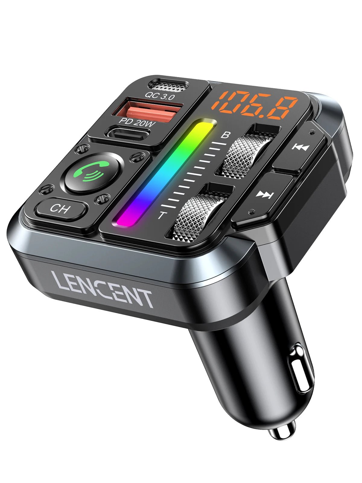 LENCENT Bluetooth 5.3 FM Transmitter Bluetooth Car Adapter - Omystec