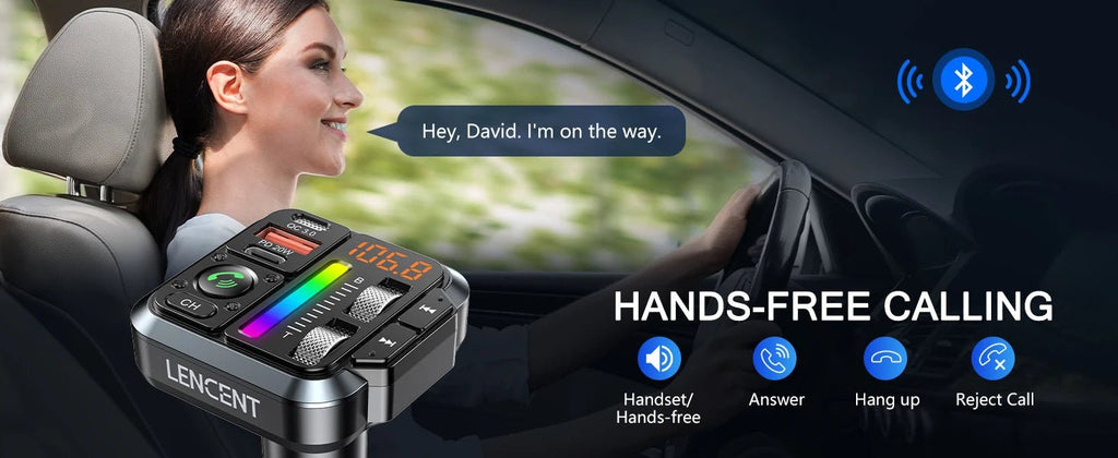 LENCENT Bluetooth 5.3 FM Transmitter Bluetooth Car Adapter - Omystec