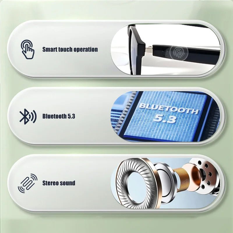 LIGE Fashion AI Smart Bluetooth Glasses Voice Assistant Bluetooth Call Playing Music Men Women Smart Sunglasses Camera Control - Omystec