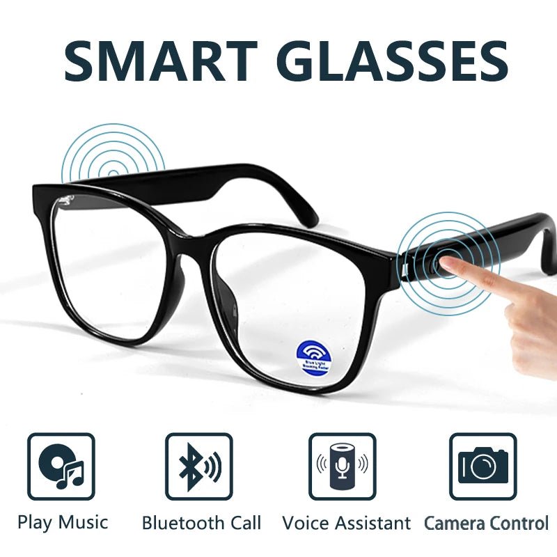 LIGE Fashion AI Smart Bluetooth Glasses Voice Assistant Bluetooth Call Playing Music Men Women Smart Sunglasses Camera Control - Omystec