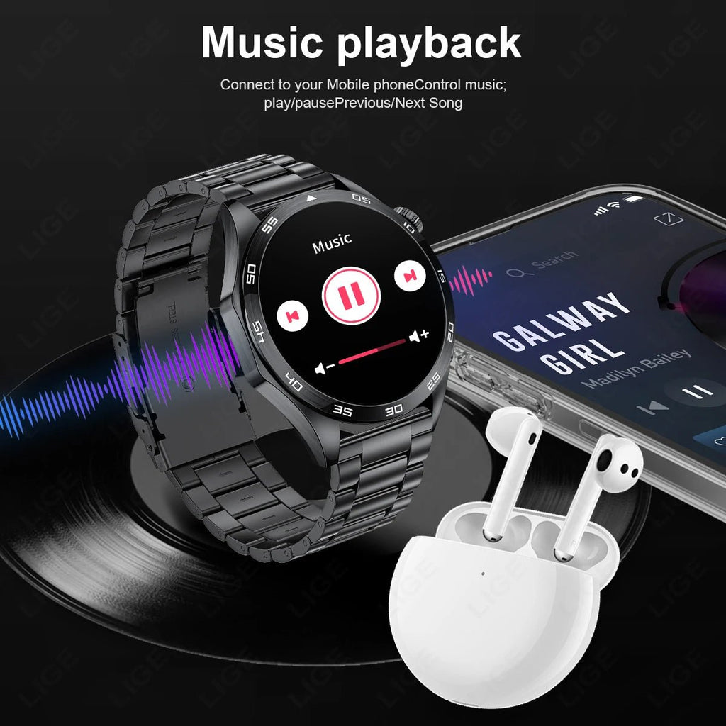 LIGE Men New Smartwatch Bluetooth Call Waterproof Sports Fitness - Omystec