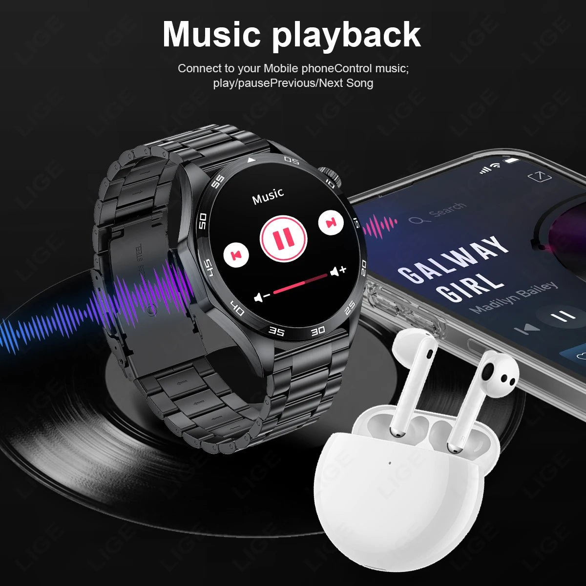 LIGE Men New Smartwatch Bluetooth Call Waterproof Sports Fitness - Omystec