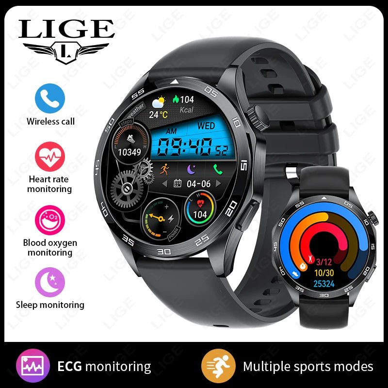 LIGE Men New Smartwatch Bluetooth Call Waterproof Sports Fitness - Omystec