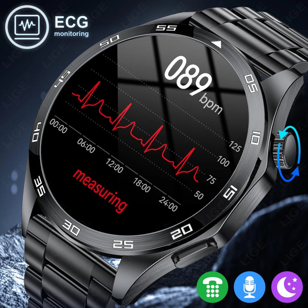 LIGE Men New Smartwatch Bluetooth Call Waterproof Sports Fitness - Omystec