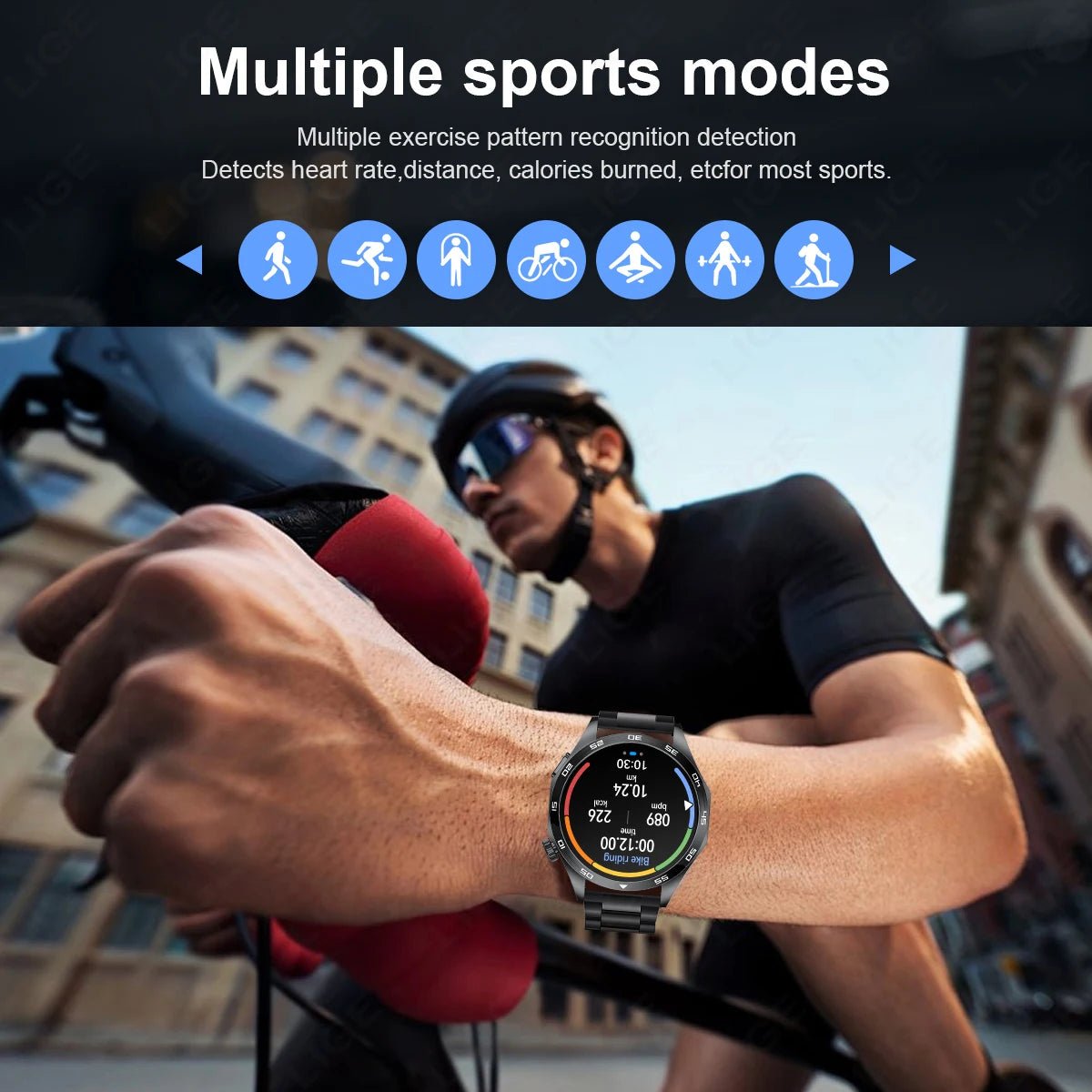 LIGE Men New Smartwatch Bluetooth Call Waterproof Sports Fitness - Omystec