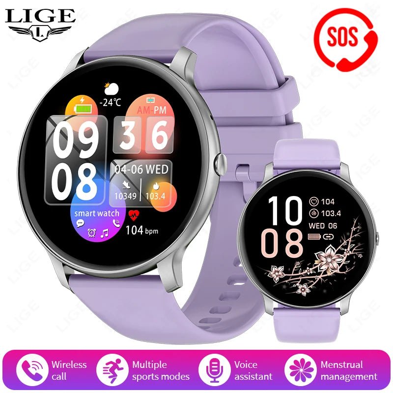 LIGE New Smart Watch Ladies Bluetooth Call Waterproof Sports Fitness - Omystec