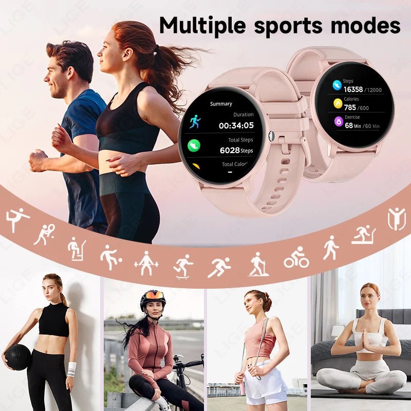 LIGE New Smart Watch Ladies Bluetooth Call Waterproof Sports Fitness - Omystec
