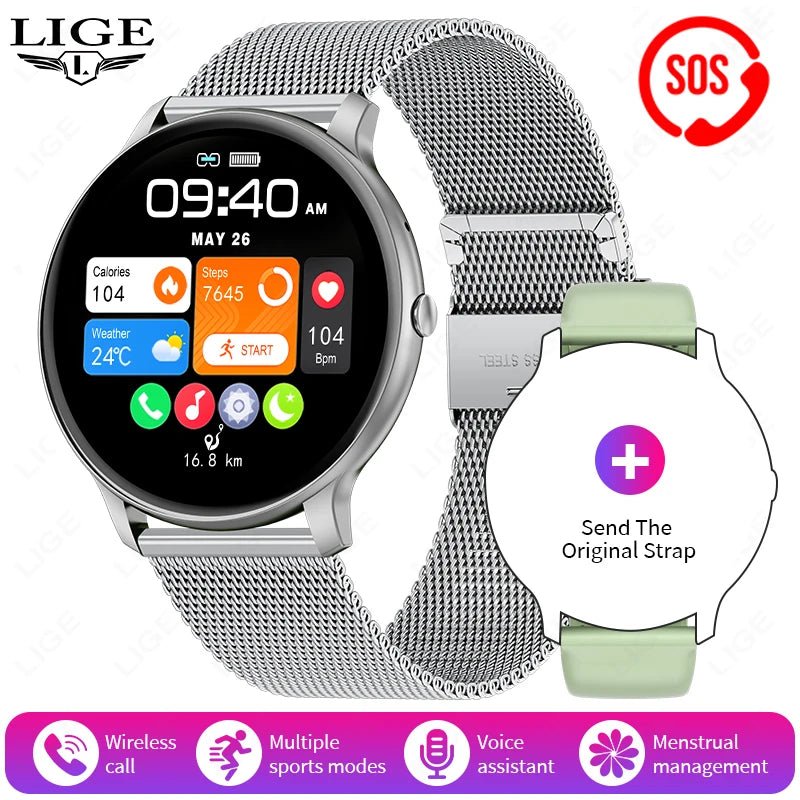 LIGE New Smart Watch Ladies Bluetooth Call Waterproof Sports Fitness - Omystec