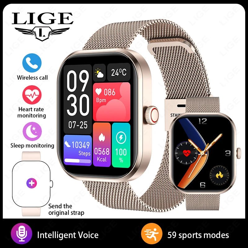 LIGE Smart Watches Ladies Bluetooth Call Sport Bracelet - Omystec