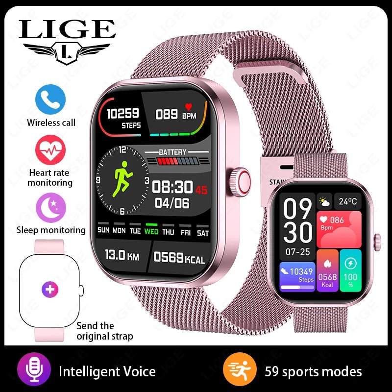 LIGE Smart Watches Ladies Bluetooth Call Sport Bracelet - Omystec