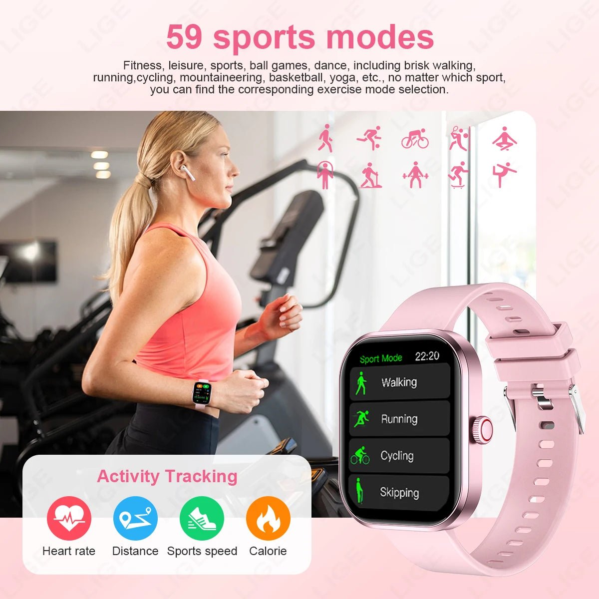 LIGE Smart Watches Ladies Bluetooth Call Sport Bracelet - Omystec