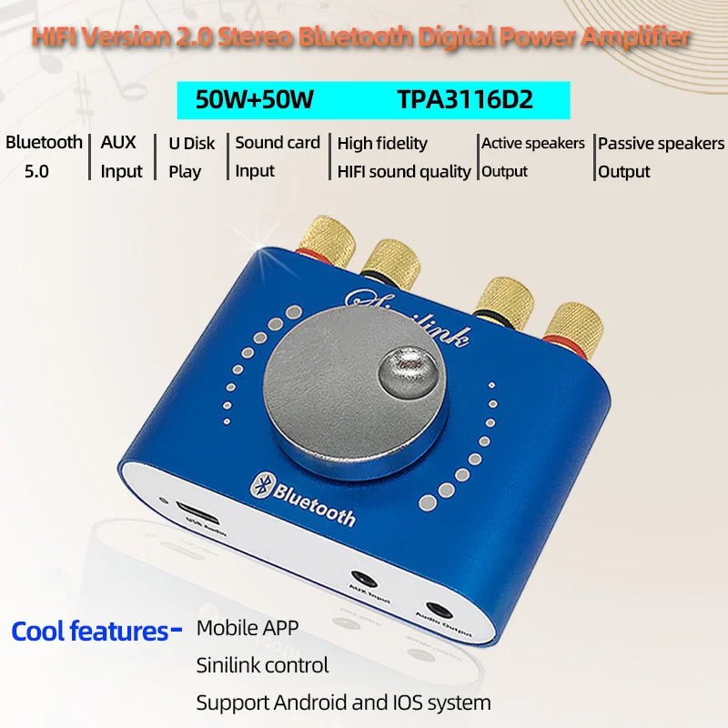 Mini Amplifier Bluetooth 5.0 Digital Audio HiFi Stereo - Omystec