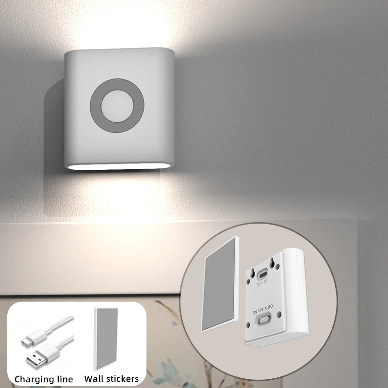 Motion Sensor Light LED Type C Rechargeable Wireless Night Light For Bedroom Staircase Hallway Indoor Closet Light - Omystec