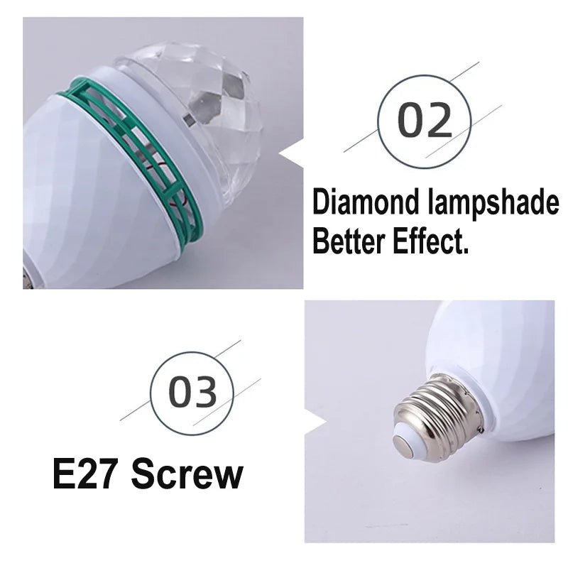 Multicolor Stage Effect Lighting Atmosphere Rotating E27 light bulb - Omystec