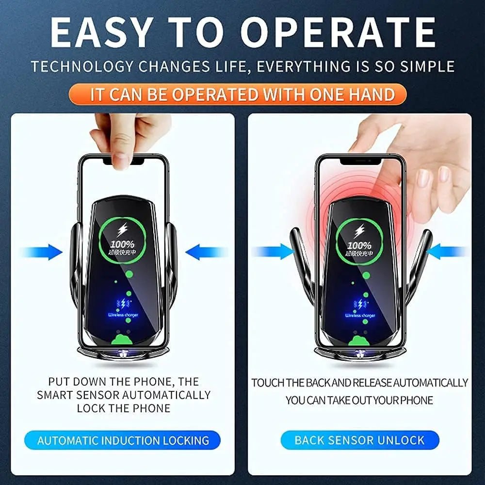 Q3 Smart Sensor Car Phone Wireless Charger 15W Fast Charging Auto - Clamping - Omystec