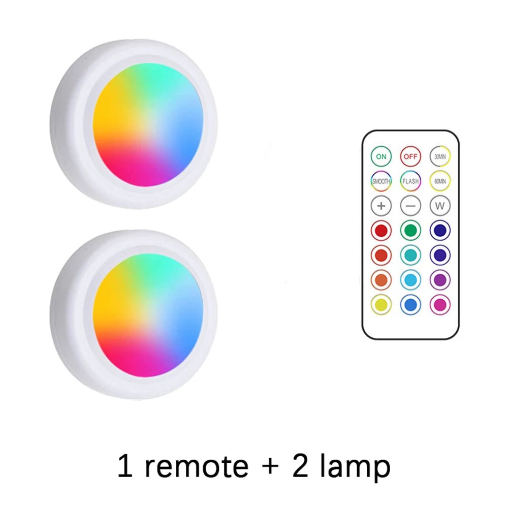 RGB Color Under Cabinet Lights Wireless Battery LED Lights Remote Control - Omystec