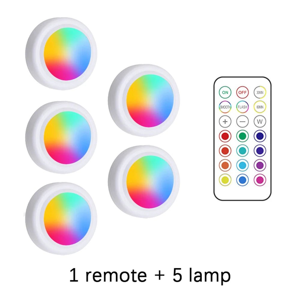 RGB Color Under Cabinet Lights Wireless Battery LED Lights Remote Control - Omystec