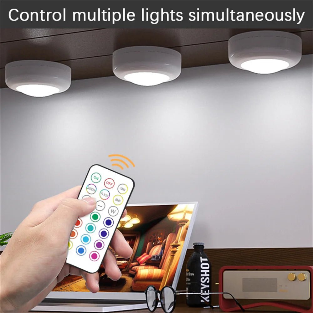 RGB Color Under Cabinet Lights Wireless Battery LED Lights Remote Control - Omystec
