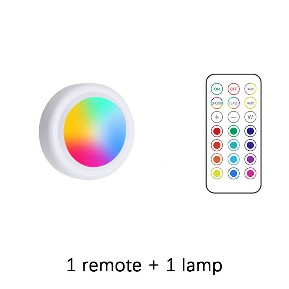 RGB Color Under Cabinet Lights Wireless Battery LED Lights Remote Control - Omystec