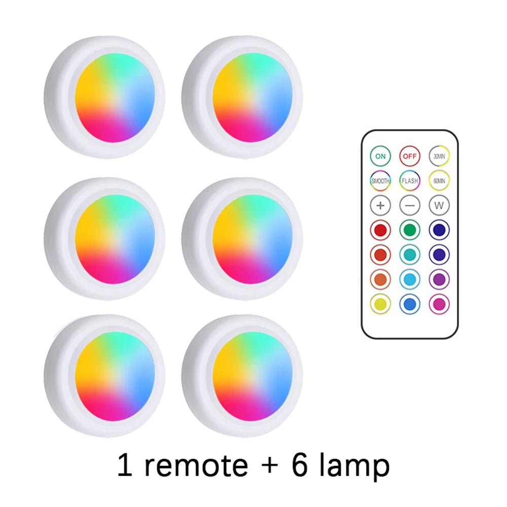 RGB Color Under Cabinet Lights Wireless Battery LED Lights Remote Control - Omystec