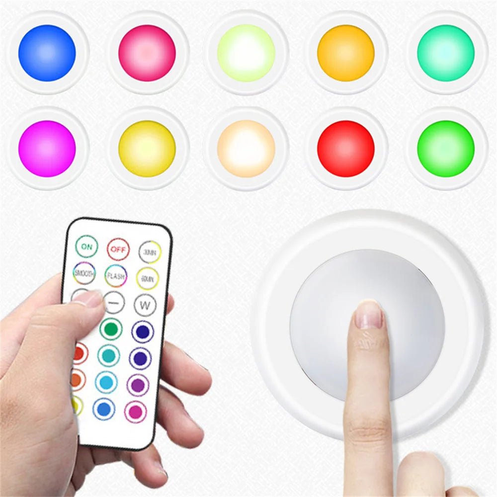 RGB Color Under Cabinet Lights Wireless Battery LED Lights Remote Control - Omystec