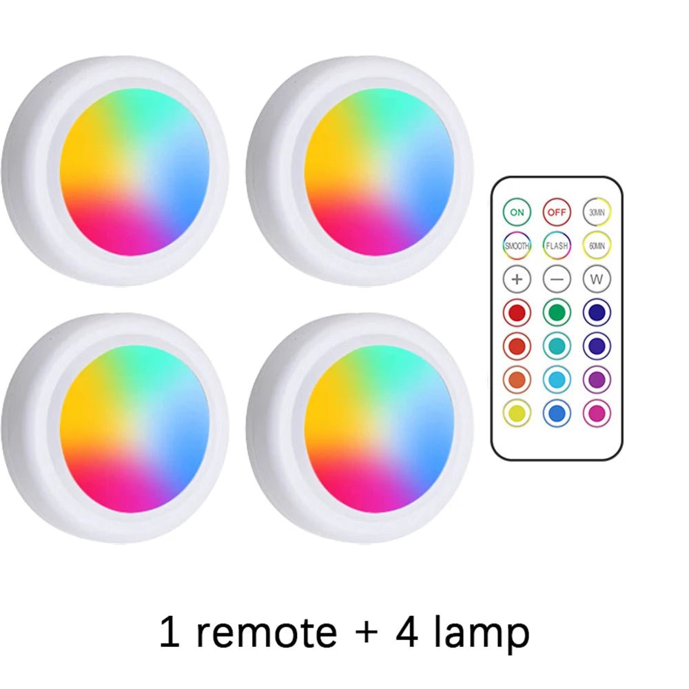 RGB Color Under Cabinet Lights Wireless Battery LED Lights Remote Control - Omystec