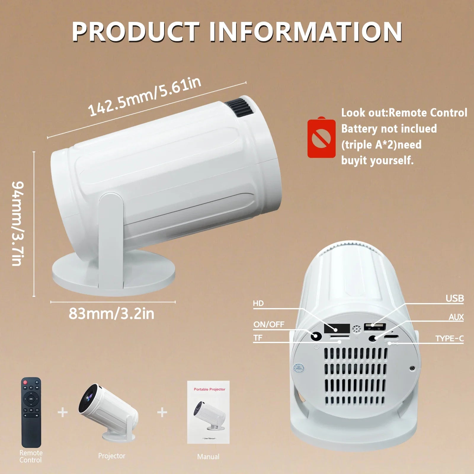 RUSMR Projector RY008 PRO 4K Android Dual Wifi6 - Omystec