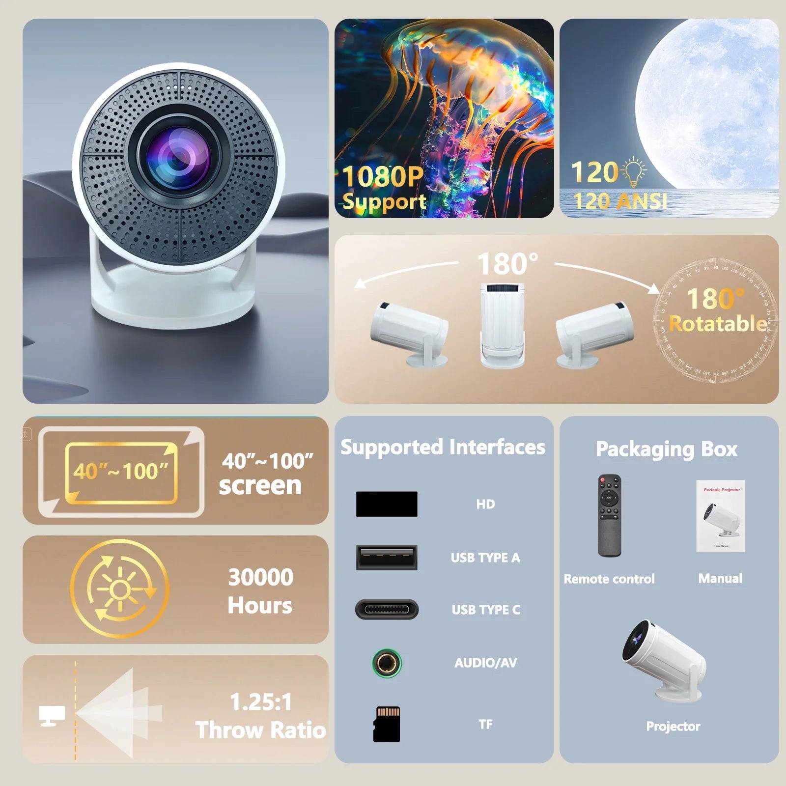 RUSMR Projector RY008 PRO 4K Android Dual Wifi6 - Omystec