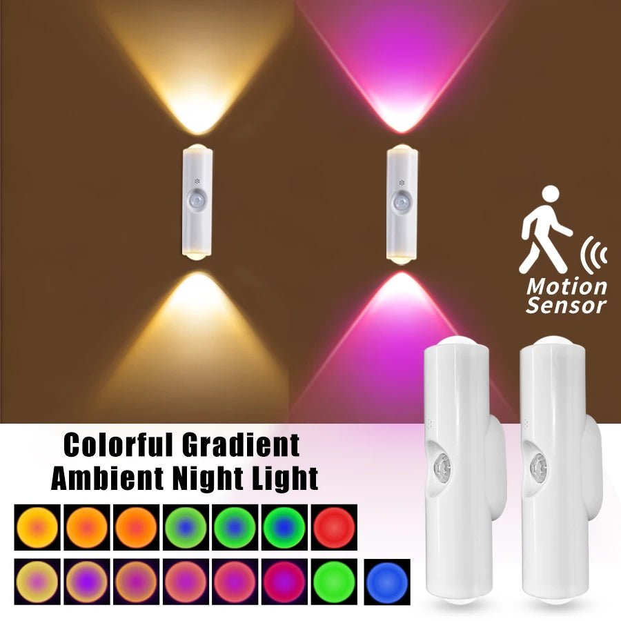 Smart RGB Gradient Wall Light Motion Sensor Magnetic Rechargeable Wall Sunset Lamp - Omystec
